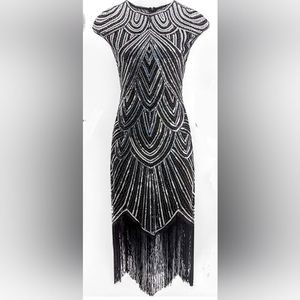 BABEYOND Timeless Little black dress beaded with Fringe.Size M.Used.